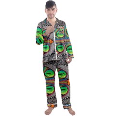 Alice In Wonderland Cat Men s Long Sleeve Satin Pajamas Set by artworkshop