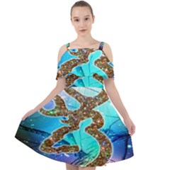 Browning Deer Glitter Galaxy Cut Out Shoulders Chiffon Dress by artworkshop