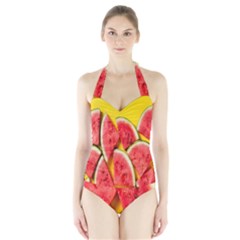 Watermelon Halter Swimsuit by artworkshop