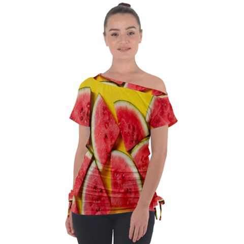 Watermelon Off Shoulder Tie-up Tee by artworkshop