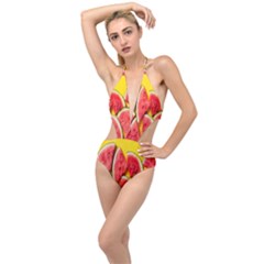 Watermelon Plunging Cut Out Swimsuit by artworkshop