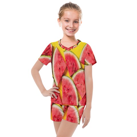 Watermelon Kids  Mesh Tee And Shorts Set by artworkshop