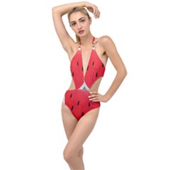 Watermelon Pillow Fluffy Plunging Cut Out Swimsuit by artworkshop