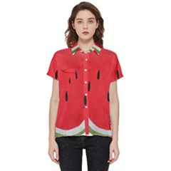 Watermelon Pillow Fluffy Short Sleeve Pocket Shirt by artworkshop