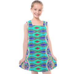 Techno Teal Kids  Cross Back Dress by Thespacecampers