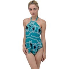 Abstract Pattern Geometric Backgrounds  Go With The Flow One Piece Swimsuit by Eskimos