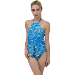 Folk Flowers Print Floral Pattern Ethnic Art Go With The Flow One Piece Swimsuit by Eskimos