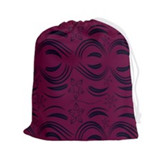 Folk Flowers Print Floral Pattern Ethnic Art Drawstring Pouch (2xl) by Eskimos