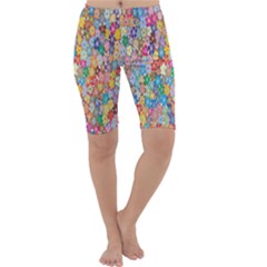Floral Flowers Cropped Leggings  by artworkshop