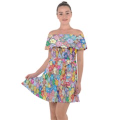 Floral Flowers Off Shoulder Velour Dress by artworkshop
