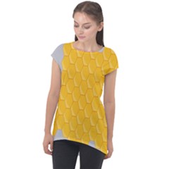 Hexagons Yellow Honeycomb Hive Bee Hive Pattern Cap Sleeve High Low Top by artworkshop