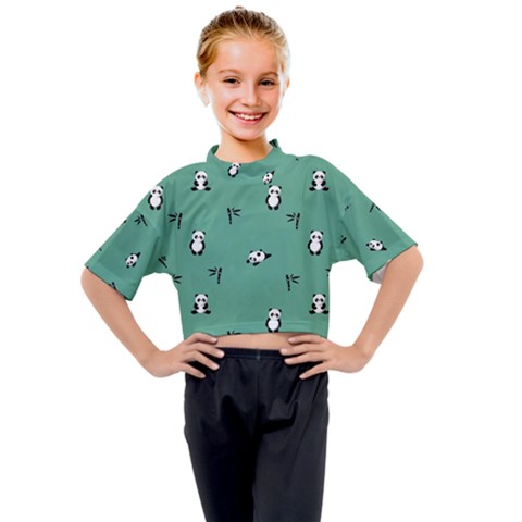 Pandas Pattern Kids Mock Neck Tee by artworkshop