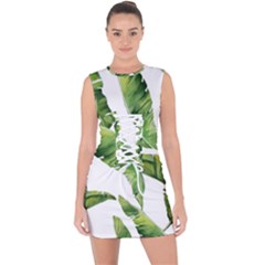 Sheets Tropical Plant Palm Summer Exotic Lace Up Front Bodycon Dress by artworkshop