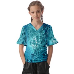 Bubbles Water Bub Kids  V-neck Horn Sleeve Blouse by artworkshop