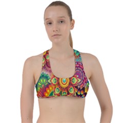 Mandalas Colorful Abstract Ornamental Criss Cross Racerback Sports Bra by artworkshop