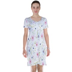 Pattern Flowers Short Sleeve Nightdress by artworkshop