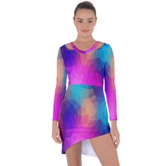 Triangles Polygon Color Asymmetric Cut-out Shift Dress by artworkshop