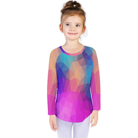 Triangles Polygon Color Kids  Long Sleeve Tee by artworkshop