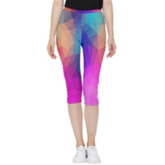 Triangles Polygon Color Inside Out Lightweight Velour Capri Leggings  by artworkshop