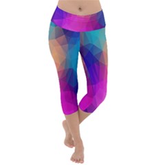 Triangles Polygon Color Lightweight Velour Capri Yoga Leggings by artworkshop
