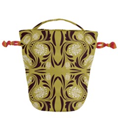 Folk Flowers Print Floral Pattern Ethnic Art Drawstring Bucket Bag by Eskimos