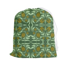 Folk Flowers Print Floral Pattern Ethnic Art Drawstring Pouch (2xl) by Eskimos