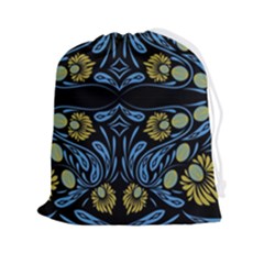 Folk Flowers Print Floral Pattern Ethnic Art Drawstring Pouch (2xl) by Eskimos
