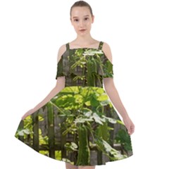 Bitter Melon Cut Out Shoulders Chiffon Dress by artworkshop
