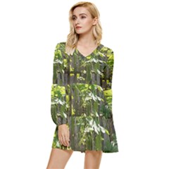 Bitter Melon Tiered Long Sleeve Mini Dress by artworkshop