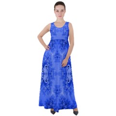 Blue Sky Over The Bluebells Frost Fractal Empire Waist Velour Maxi Dress by Artist4God