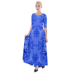 Blue Sky Over The Bluebells Frost Fractal Half Sleeves Maxi Dress by Artist4God