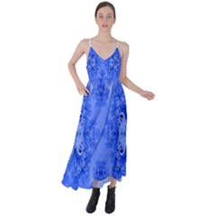 Blue Sky Over The Bluebells Frost Fractal Tie Back Maxi Dress by Artist4God