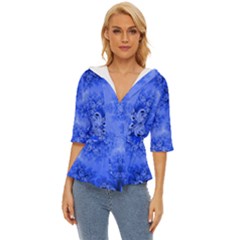 Blue Sky Over The Bluebells Frost Fractal Lightweight Drawstring Hooded Top by Artist4God