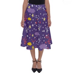 Pattern-cute-clouds-stars Perfect Length Midi Skirt by Jancukart