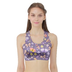Vector-seamless-pattern-with-butterflies-beetles Sports Bra With Border by Jancukart