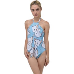 Seamless-little-cat-dragonfly-pattern Go With The Flow One Piece Swimsuit by Jancukart