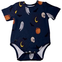 Halloween Ghost Pumpkin Bat Skull Baby Short Sleeve Onesie Bodysuit by artworkshop