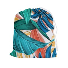 Leaves Tropical Exotic Drawstring Pouch (2xl) by artworkshop