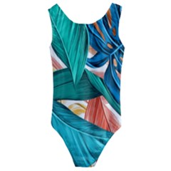 Leaves Tropical Exotic Kids  Cut-out Back One Piece Swimsuit by artworkshop