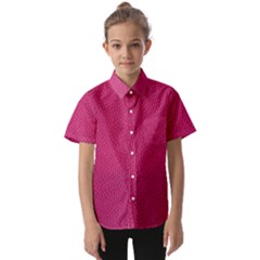 Pink Leather Leather Texture Skin Texture Kids  Short Sleeve Shirt by artworkshop