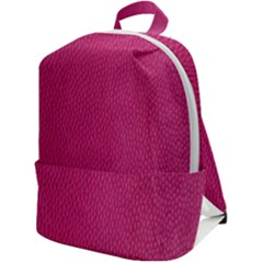 Pink Leather Leather Texture Skin Texture Zip Up Backpack by artworkshop