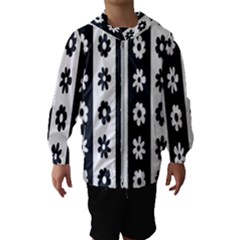 Black-and-white-flower-pattern-by-zebra-stripes-seamless-floral-for-printing-wall-textile-free-vecto Kids  Hooded Windbreaker by nate14shop