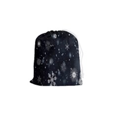 Snowflakes Snow Drawstring Pouch (small) by artworkshop