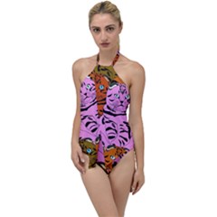 Tileable Seamless Cat Kitty Go With The Flow One Piece Swimsuit by artworkshop