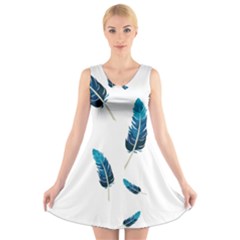 Feather Bird V-neck Sleeveless Dress by artworkshop