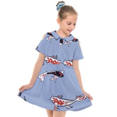 Fish Carp Koi Koi Kids  Short Sleeve Shirt Dress by artworkshop