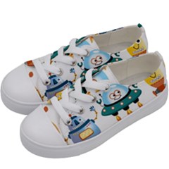 Vector-set-funny-robots-cartoon Kids  Low Top Canvas Sneakers by Jancukart
