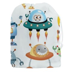 Vector-set-funny-robots-cartoon Drawstring Pouch (3xl) by Jancukart
