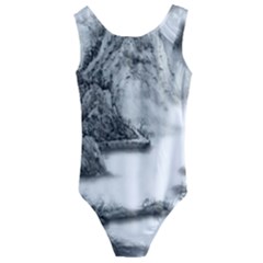 Ink-wash-painting-mountain-rolling-mountains Kids  Cut-out Back One Piece Swimsuit by Jancukart