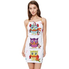 Cartoon-cute-owl-vector Summer Tie Front Dress by Jancukart